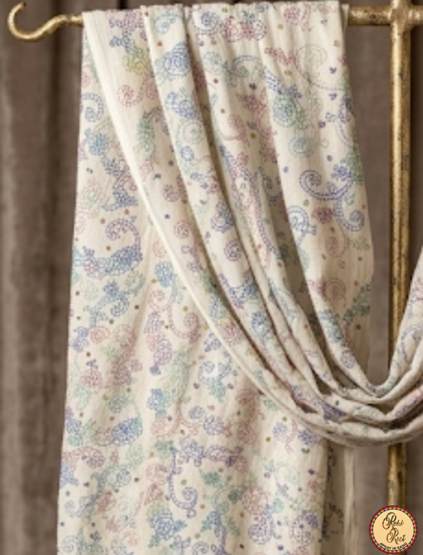 Exquisite Swiss Lawn Hand-embroidered dupatta.