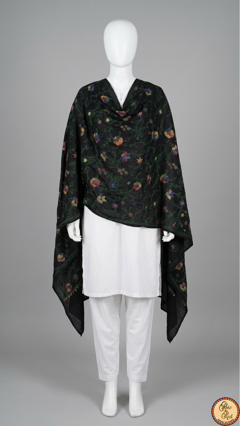 Applique work dopatta Fabric, Pure lawn